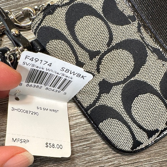 Coach Black and Gray Signature Wristlet - Picture 2 of 6